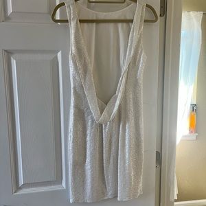 Katie May white sequin mini dress with scoop back